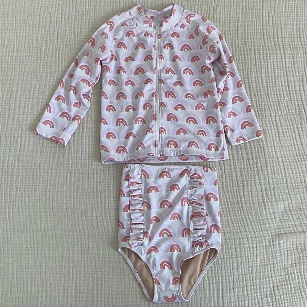 Kortni Jeane Girl Pink Rainbow Swim Set